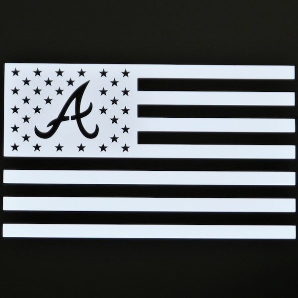 Atlanta - American Flag Hybrid 5" x 3" Die-Cut Vinyl Decal Sticker for Auto, Boats, Walls, Laptop and More