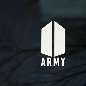 New BTS ARMY Logo High Quality Vinyl Decal Sticker 5&#39;4&quot; Tall x 2.5&quot; Wide for Auto, Boats, Laptops, etc.