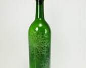 Dandelion Seeds Design on Green Glass, Olive Oil Bottle, Engraved Wine Bottle,Up-Cycled Recycled,Gourmet Gift, Vinegar or Dish Soap Decanter
