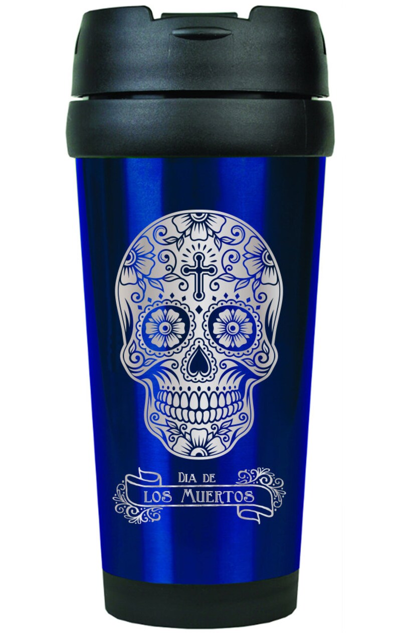 Sugar Skull Engraved Insulated Stainless Steel Travel Tumbler Etsy