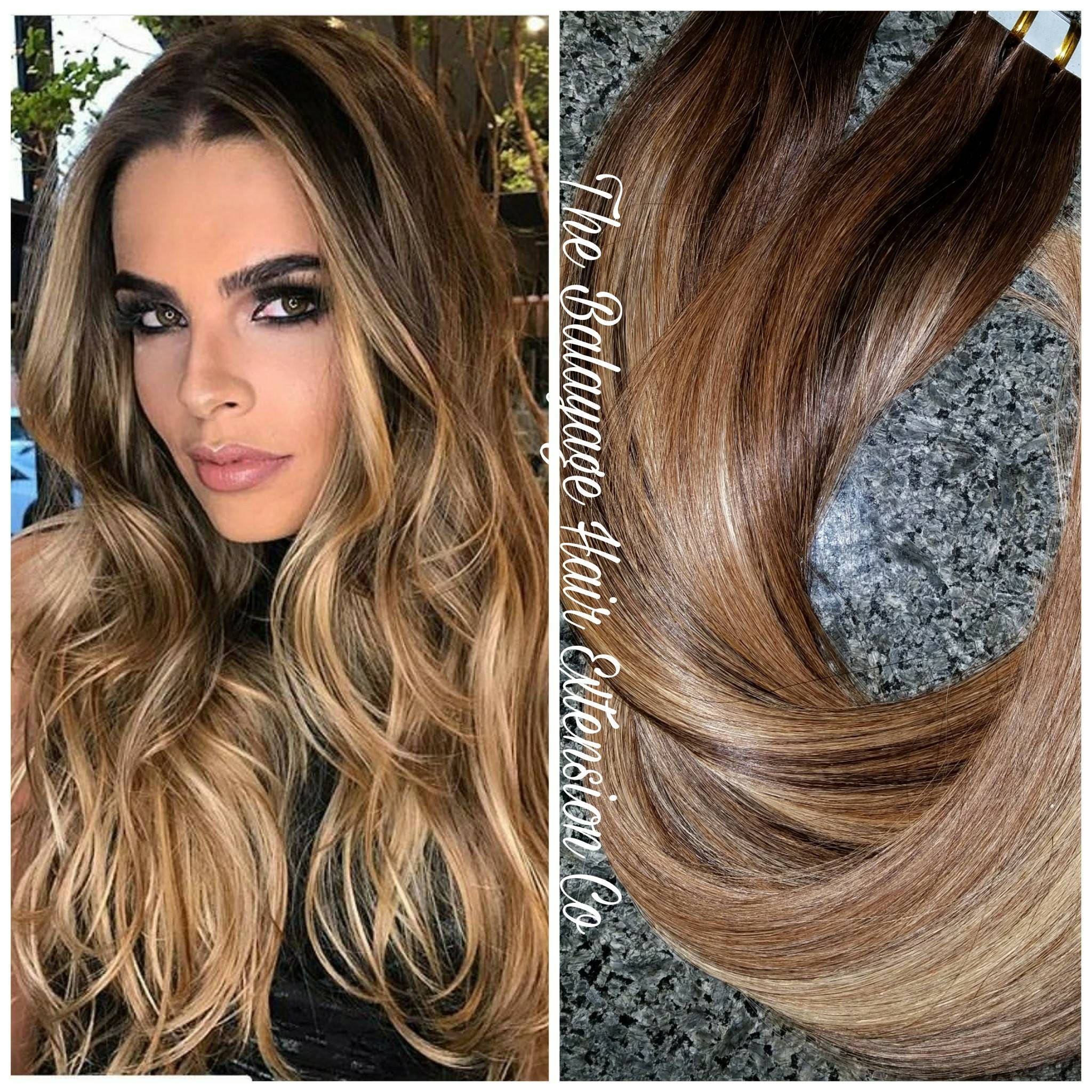 Balayage Extensions Blond Golden Honey Balayage Tape Hair Etsy