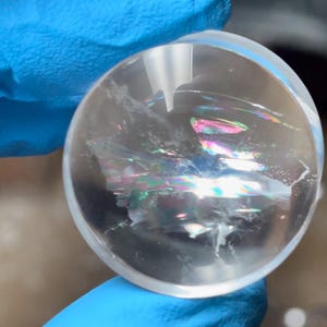 26mm Rainbow Inclusion Quartz Stone Plugs All Natural Inside