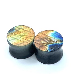 21mm Labradorite Stone Plugs 21M