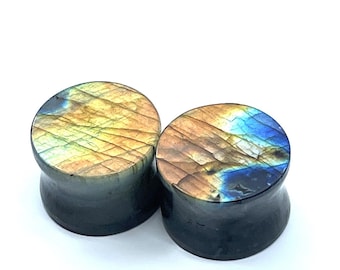 21mm Labradorite Stone Plugs 21M