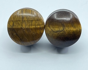 3/4” 19mm Tigers Eye Stone Plugs 19Q