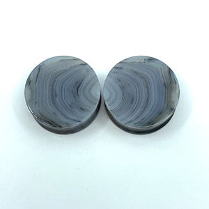 38mm Banded and Dendritic Agate Stone Plugs