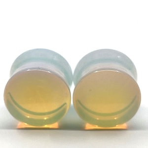 9/16" 14mm Stone Plugs Gauges Opalite Glass 14M