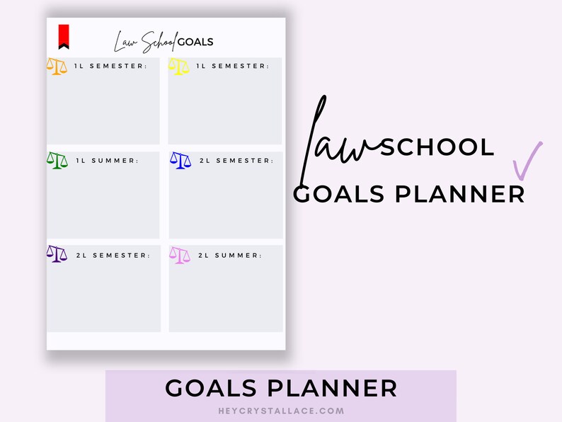 Law School Goals Planner Law School Goal Planner for Law Etsy