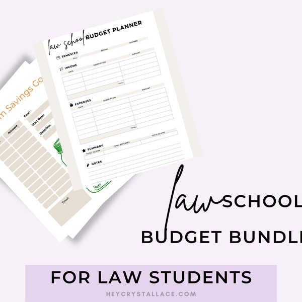 Law School Student Semester Budget Planner | Law School Notes | Law School Planner | Law Student | Law School Printable