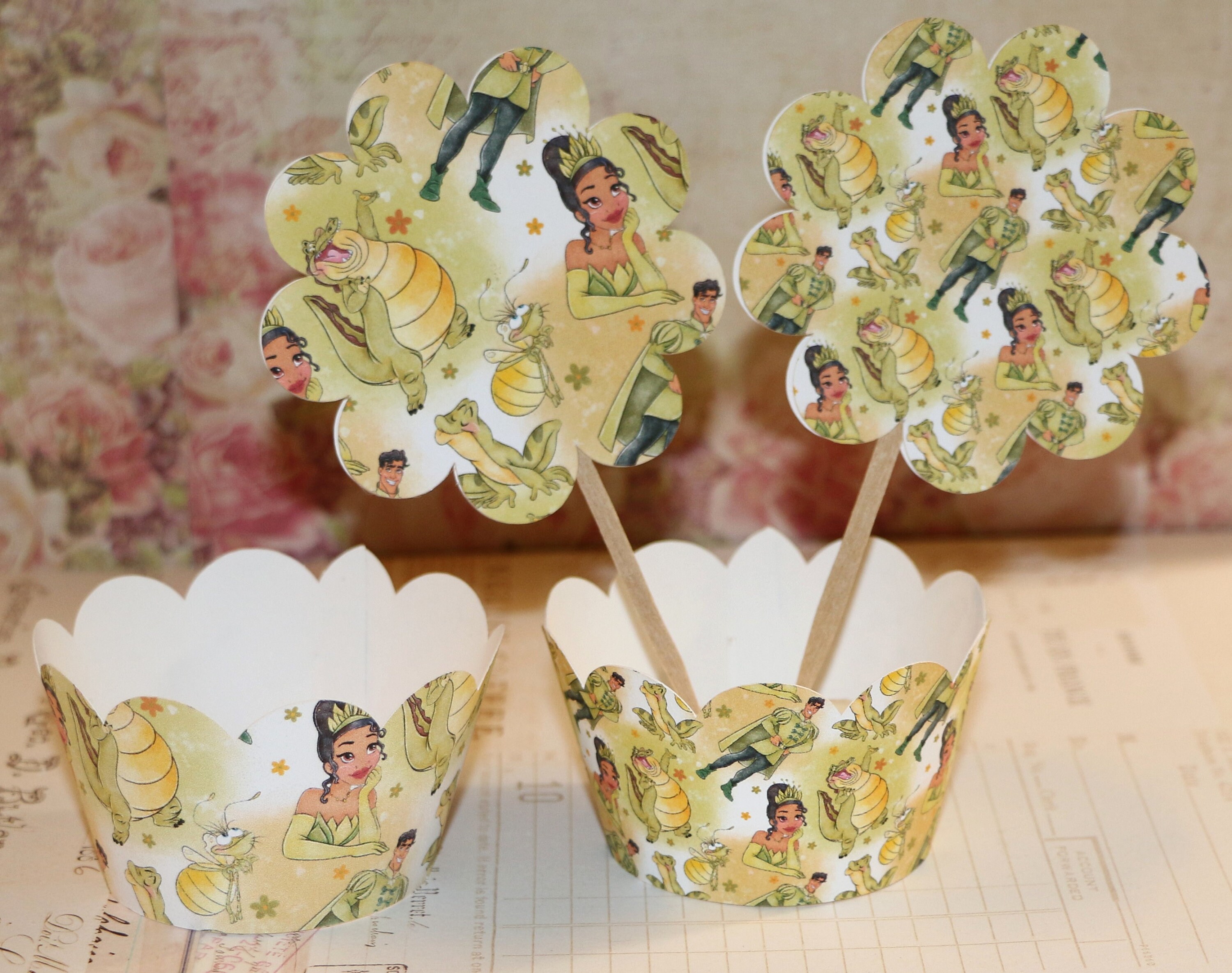 13 Bakers Dozen The Princess and the Frog Tiana Prince Naveen Cupcake Wrappers PicksMatching