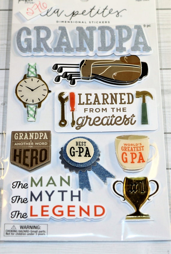GRANDPA, Man, Myth, Legend, Hero, 3-D, La Petites Stickers, the Paper Studio,  Scrapbooking, Cards, Collage, Craft Projects, tps190 