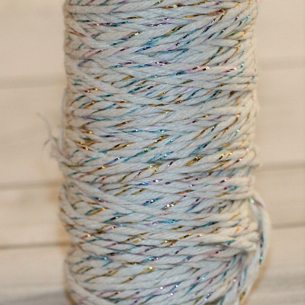 White Twine with Multi Colored Twine, 25 Yards, Wrapping, Favor Boxes, Gabel Boxes, Ephemera, Scrapbook, Gifts, Parties, Celebrations (tw5)
