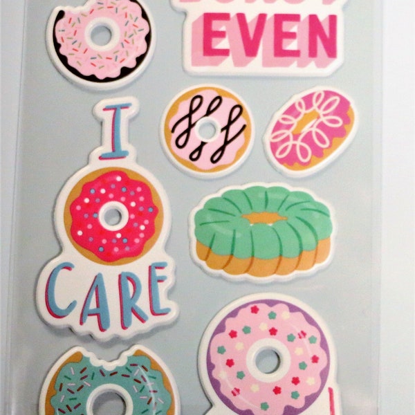 DONUT SAYINGS, I donut care, Donut worry, Multi Donut Sayings, Puffy Stickers, Scrapbooking, Cards, Journals, Collage,Recollections (R132)