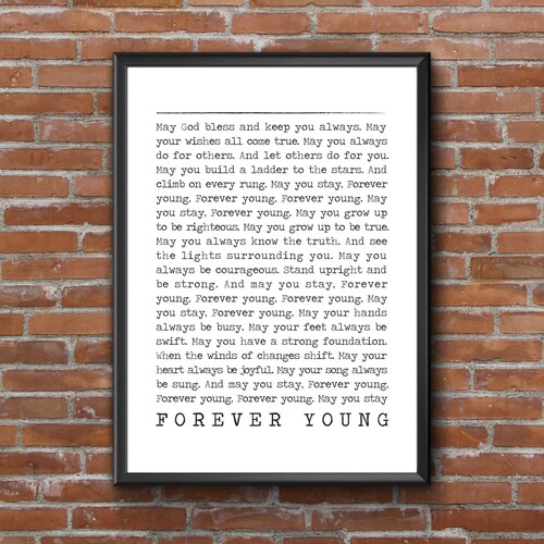 FOREVER YOUNG Poster Bob Dylan Lyrics Song Lyric Prints - Etsy