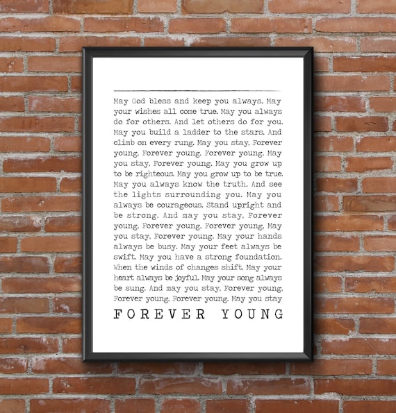 Forever Young Poster Bob Dylan Lyrics Song Lyric Prints Etsy