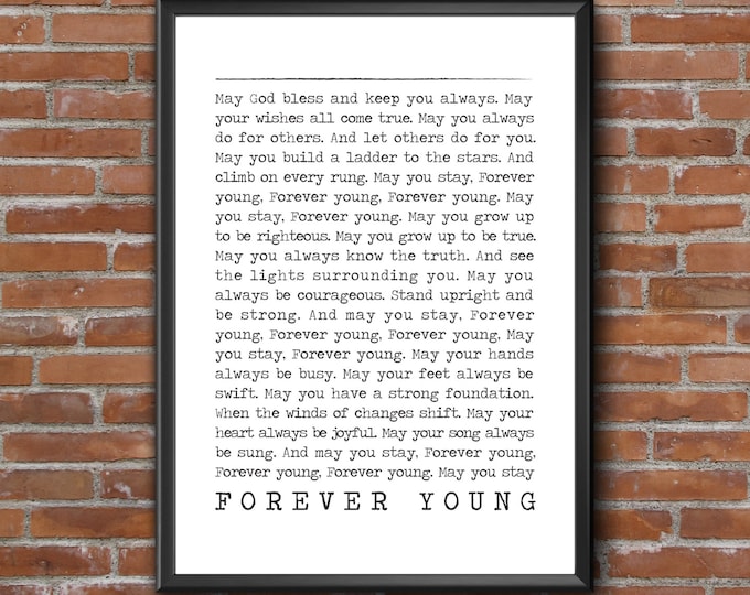 FOREVER YOUNG Poster Bob Dylan Lyrics Song Lyric Prints Wall Art Music