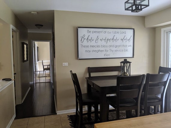 Dinner Table Prayer Sign Wood Sign Prayer Dinning Room Decor Kitchen Decor Oversized Sign