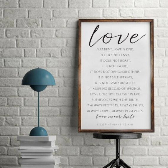 Love Is 1 Corinthians 13 Bible Wall Art Scripture Etsy