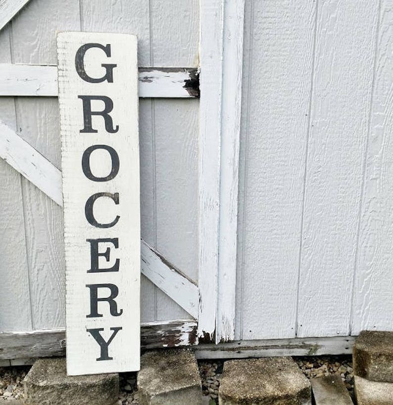 GROCERY sign wooden sign farmhouse style kitchen decor rustic handmade vintage decor