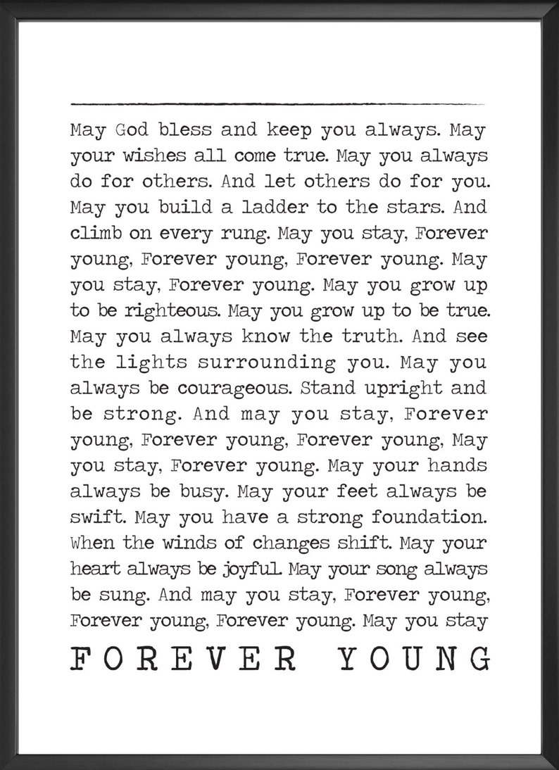 FOREVER YOUNG Poster Bob Dylan Lyrics Song Lyric Prints Etsy