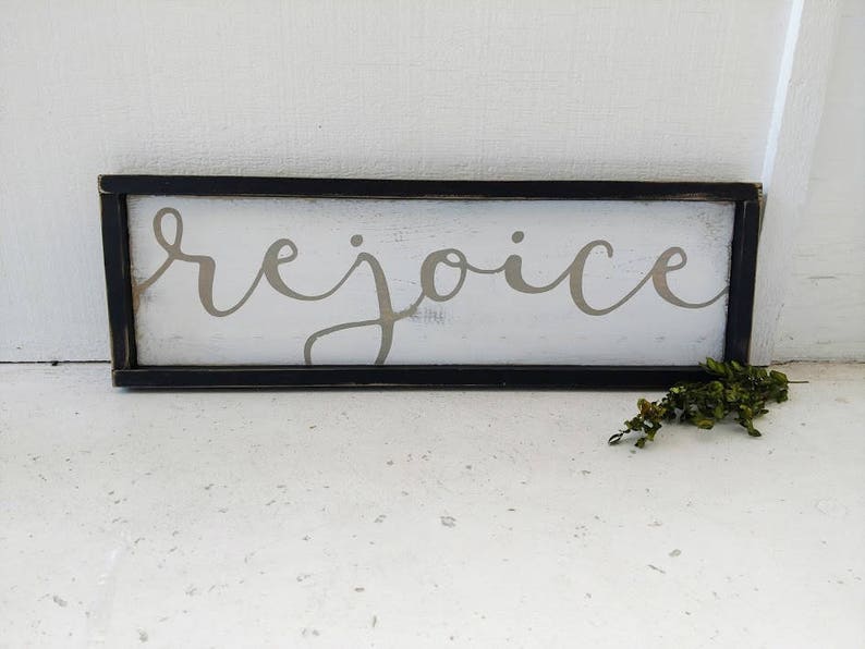 REJOICE Wooden Sign // Faith Sign // Spiritual Decor // Etsy