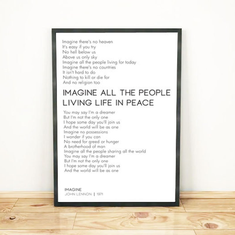 Imagine Lyrics - Etsy