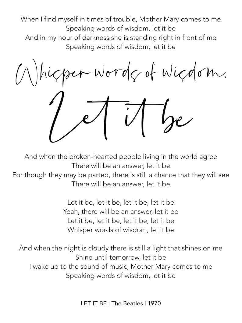 let it be the beatles lyric let it be the beatles lyric