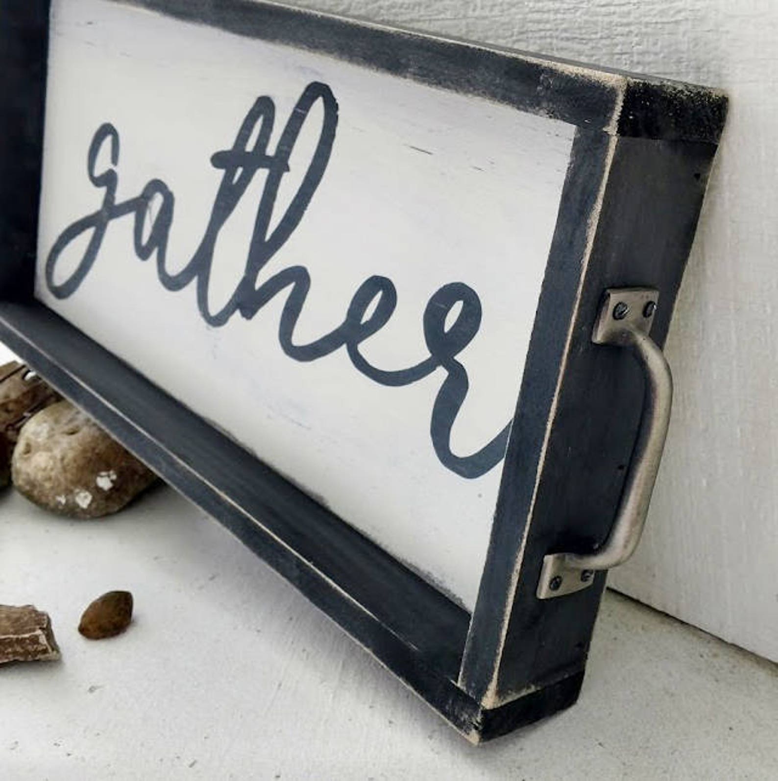 GATHER Wood Tray // TV Tray // Kitchen Tray // Wooden Sign // Etsy