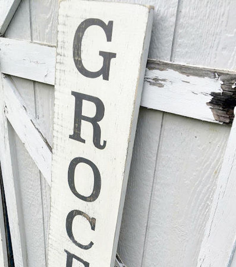 GROCERY sign wooden sign farmhouse style kitchen decor rustic handmade vintage decor
