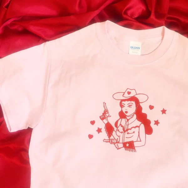 Cowgirl Lola -  White or Pink Tees / T Shirt - Unisex Sizes