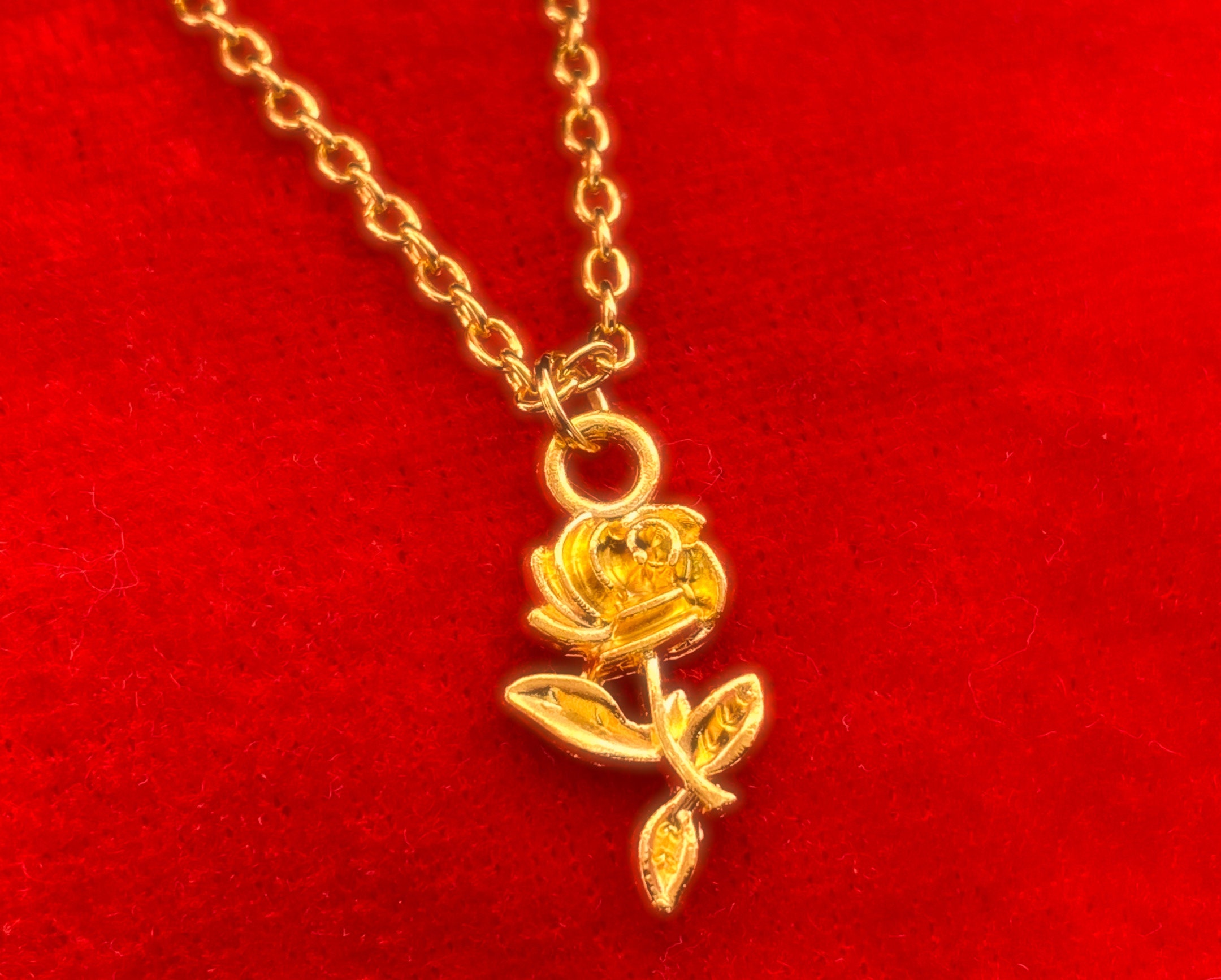 Gold Rose Necklace | Etsy