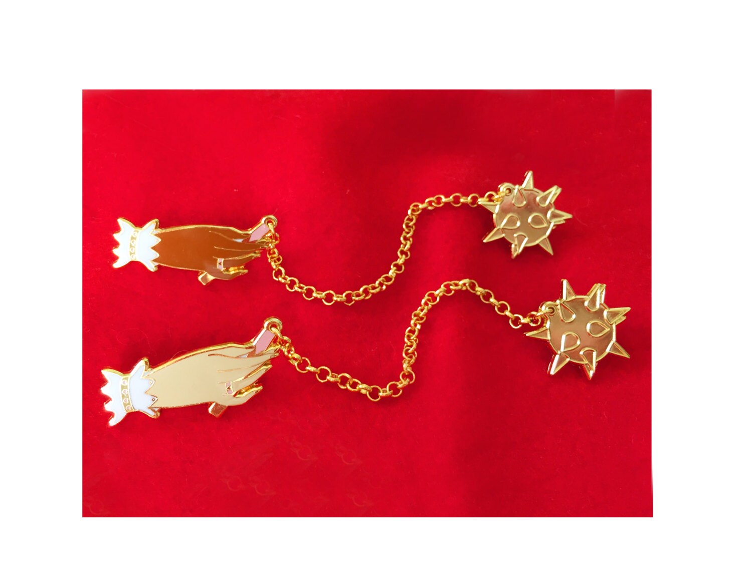 Victorian Hand with Flail Enamel Lapel Pins