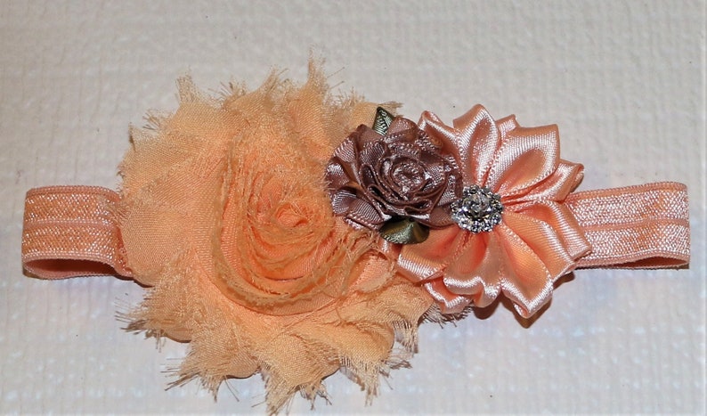 Baby Pink Cake Smash Birthday White Girls Purple Photos HEADBAND Peach Rhinestones Newborn Cream FlowerFloral Elastic Gift