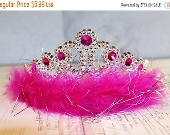 SALE PRINCESS in TRAINING, Baby, Girls, Newborn, Silver Plastic Tiara/Crown with Boa Accent, Photos, Birthday, Hair Jewelry, Dress Up.