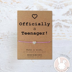 Officially A Teenager Gift, Wish Bracelet, Special Granddaughter 13th Birthday Card, Nieces Present, Teenage Girl Quote, Daughter, Friends