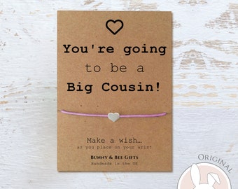 You’re Going To Be A Big Cousin Gift, Baby Announcement Cards, New Baby’s Presents, Special Cousins To Be Present, Wish Bracelet, Niece Card