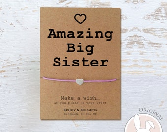 BIG SISTER BROTHER Gift, Wish Bracelet, Special Birthday Card, Sister To Be, New Baby Present, Best Sister Gifts, Amazing Brothers, Family