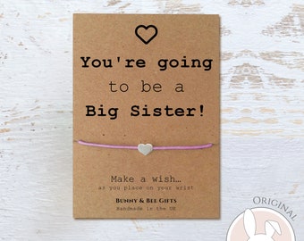 You’re Going To Be A Big Sister / Brother Gift, Baby Announcement Card, New Baby’s Presents, Special Sisters To Be Present, Wish Bracelet.