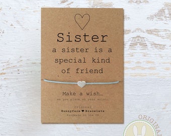 SPECIAL SISTER CARD, Sisters Friendship Bracelet, Special Jewellery Gift, Wedding Day Present,Thinking Of You,Sending Love Cards, Good Luck.