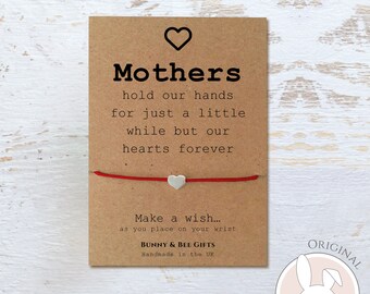 MUM BIRTHDAY CARD, Wish Bracelet,Thank You Gifts For Mum, Get Well Soon Presents, Heart Jewellery,Present From Son Daughter, Thinking of You