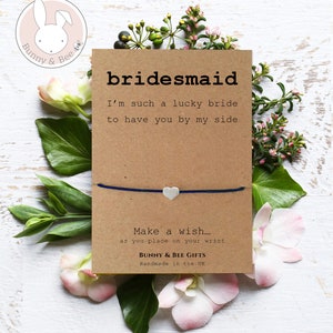 BRIDESMAID Gifts,Wish Bracelet, Wedding Day Gift, Proposal Box, I’m Such A Lucky Bride Cards, Thank You Card,Special Bridal Party Presents