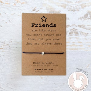 FRIEND BIRTHDAY GIFT, Wish Bracelet, Friends Are Like Stars Card,Best Friend Forever Party Goodie Bags Gifts, Girls Trip Presents, Miss You. image 1