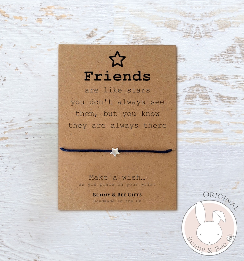 FRIEND BIRTHDAY GIFT, Wish Bracelet, Friends Are Like Stars Card,Best Friend Forever Party Goodie Bags Gifts, Girls Trip Presents, Miss You. image 1