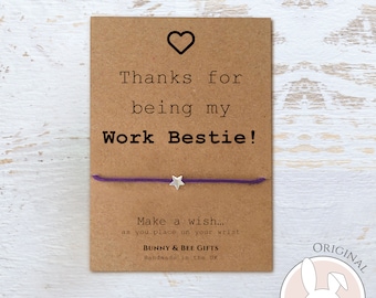 Thanks For Being My Work Bestie, Wish Bracelet, Friends Birthday Gift, Leaving Work Present, New Job Card, I Will Miss You Cards