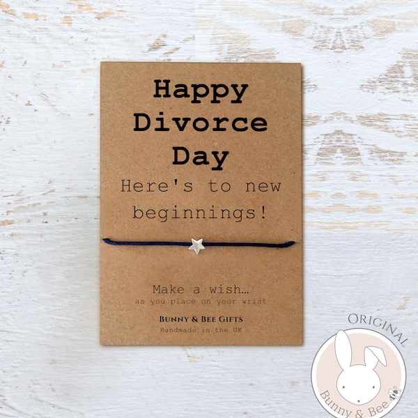 HAPPY DIVORCE DAY, Wish Bracelet, Friend’s Divorce Card,Congratulations To You, Here’s To New Beginnings,Sending Love To You,Thinking Of You