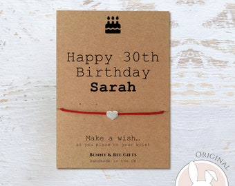 PERSONALISED BIRTHDAY CARD,Daughter’s 21st Gift,Wish Bracelet,Friend 30th Present, Special 13th Gifts, Age On Message Card, Cousin Presents