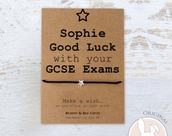 GCSE PERSONALISED GIFT, Wish Bracelet, Gifts For Exams, Sending Luck, Daughter Son Exam Survival, Lucky Charm, Granddaughter gcse’s Card.