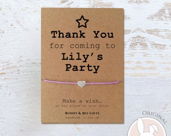 GIRLS PARTY GIFTS, Children's Wish Bracelets, Goodie Bag Fillers,Personalised Friends Presents, Special Girl Treats For Bags, Name On Card