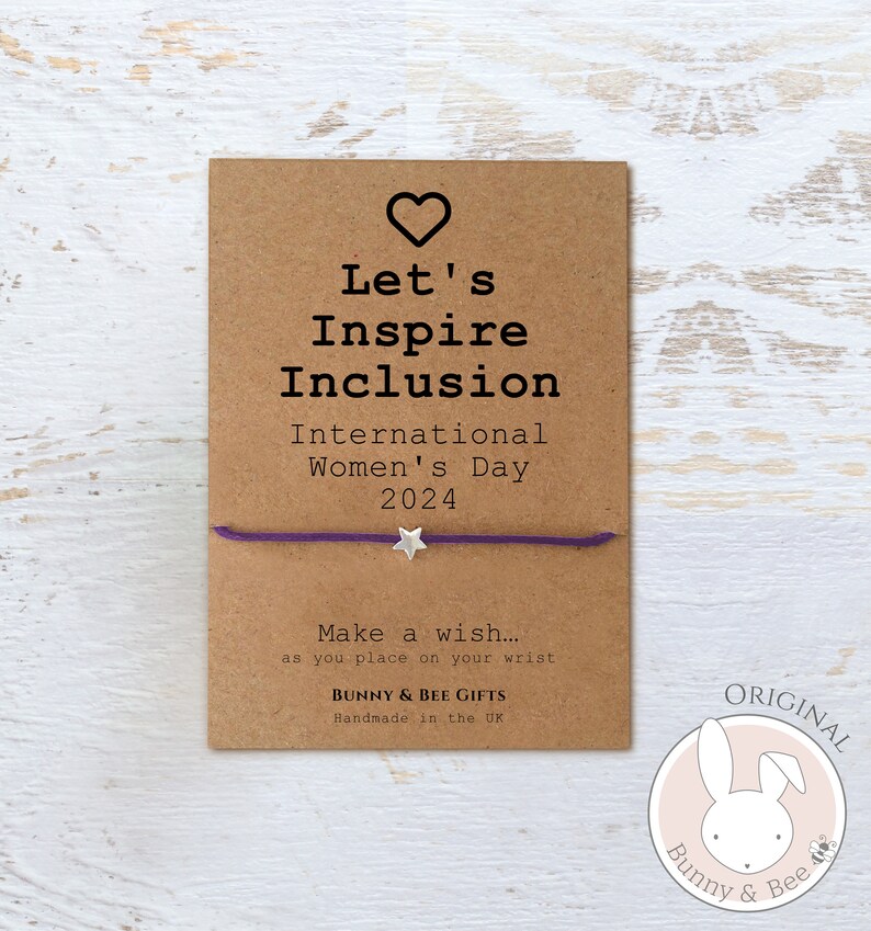 International Women's Day,Wish Bracelet, Colleagues Gifts,Company Logo, Women, Inspirational Quote, Message Card Female, Inspire Inclusion Bild 1