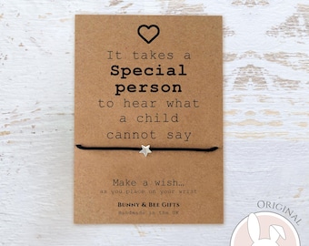It takes a special person teacher to hear what a child cannot say, Wish Bracelet, Birthday Gift For Autism teachers, SEN Support Assistant,
